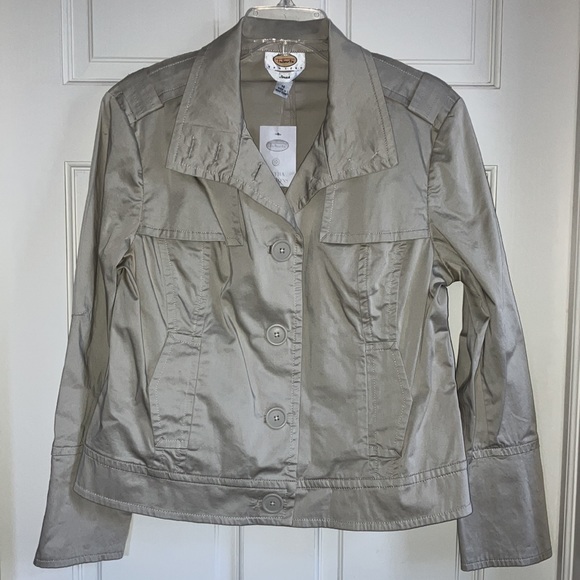 Talbots Jackets & Blazers - Talbots Vintage Cotton Lightweight Jacket Khaki Beige Crop Short